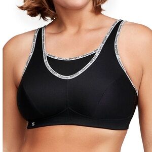 Glamorise Black and Gray Sports Bra NWOT Sz 34DD